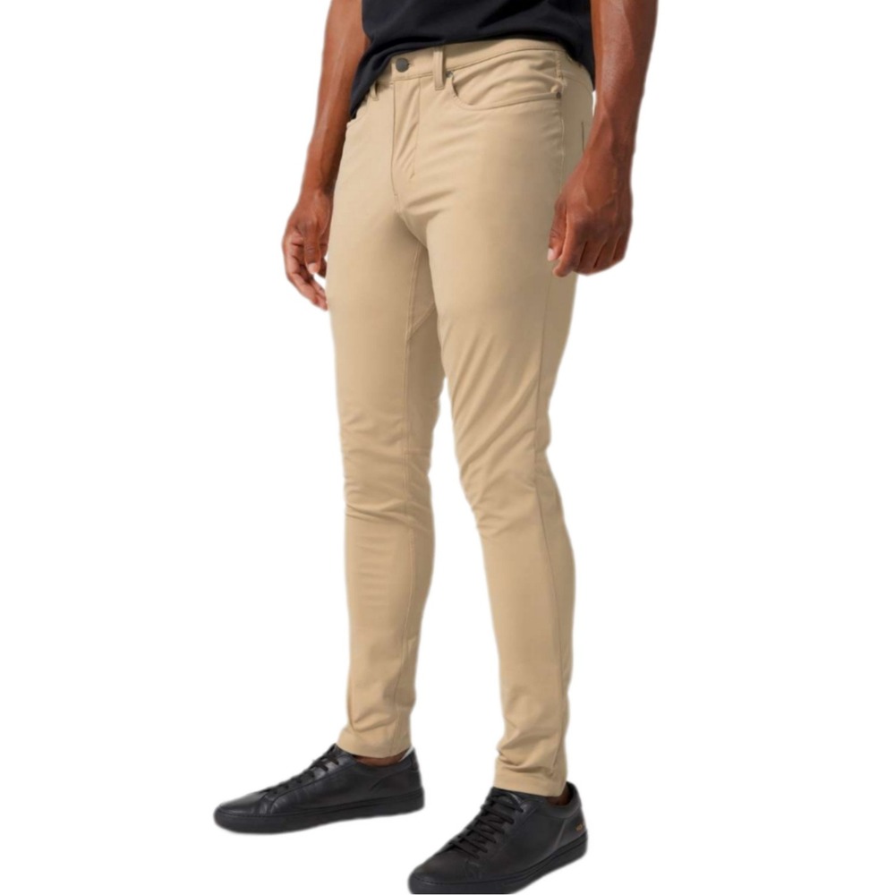 Lululemon ABC Skinny Pant 32" Warpstreme Khaki Mens 35 Comfort Pockets Wicking